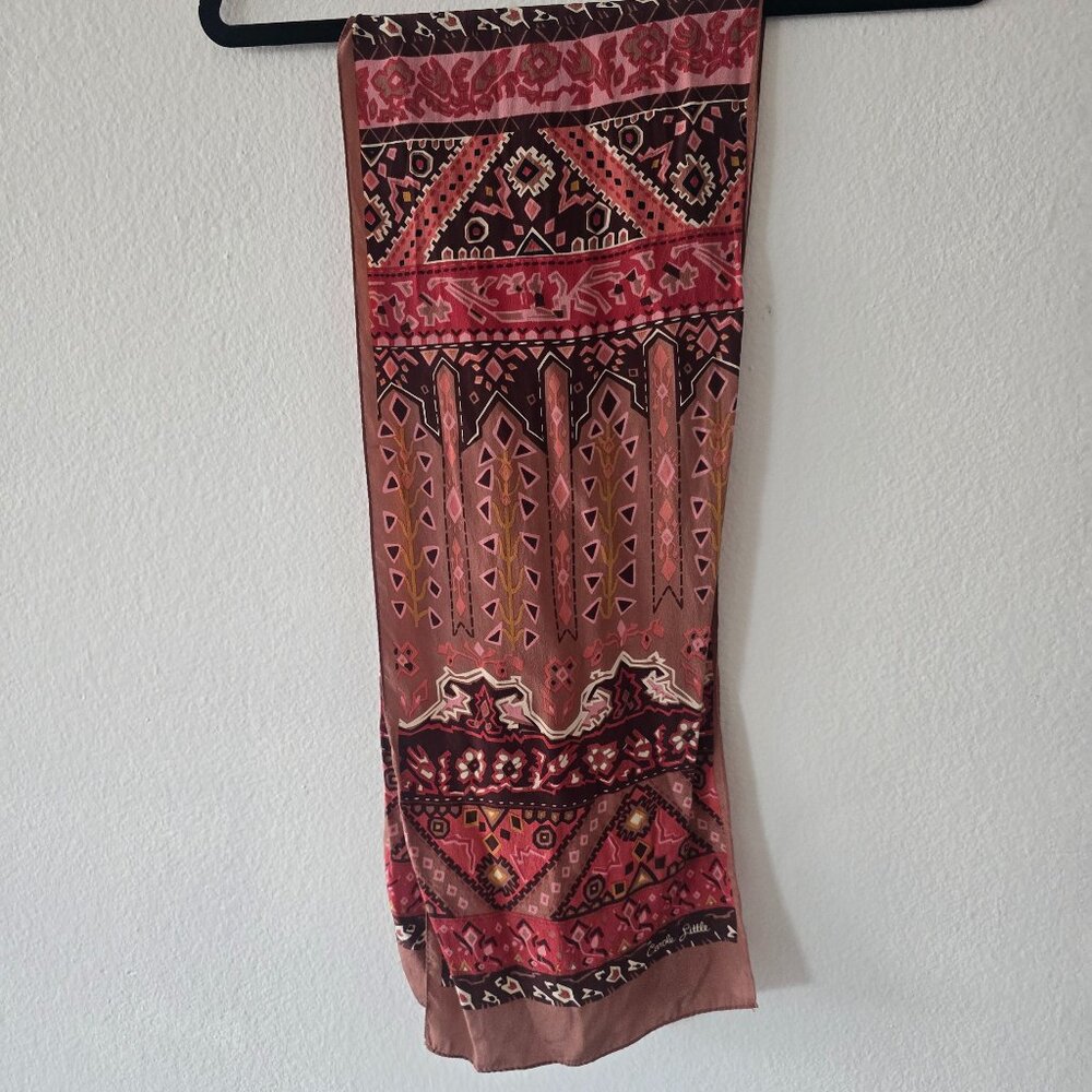 Vintage Carole Little Women’s Scarf 100% Silk Geometric Hippy Boho Bohemian Wrap